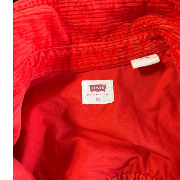 Levi's Red Corduroy Button Up Shirt Jacket Oversized Women's XS VNTG - Picture 4 of 7